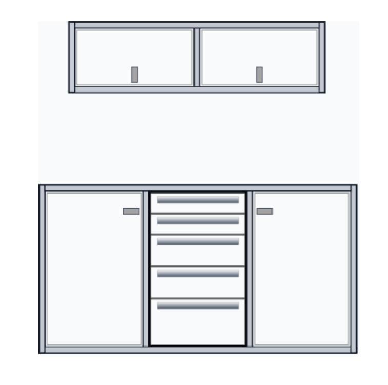 Base Cabinet with Drawers & Overhead Cabinet