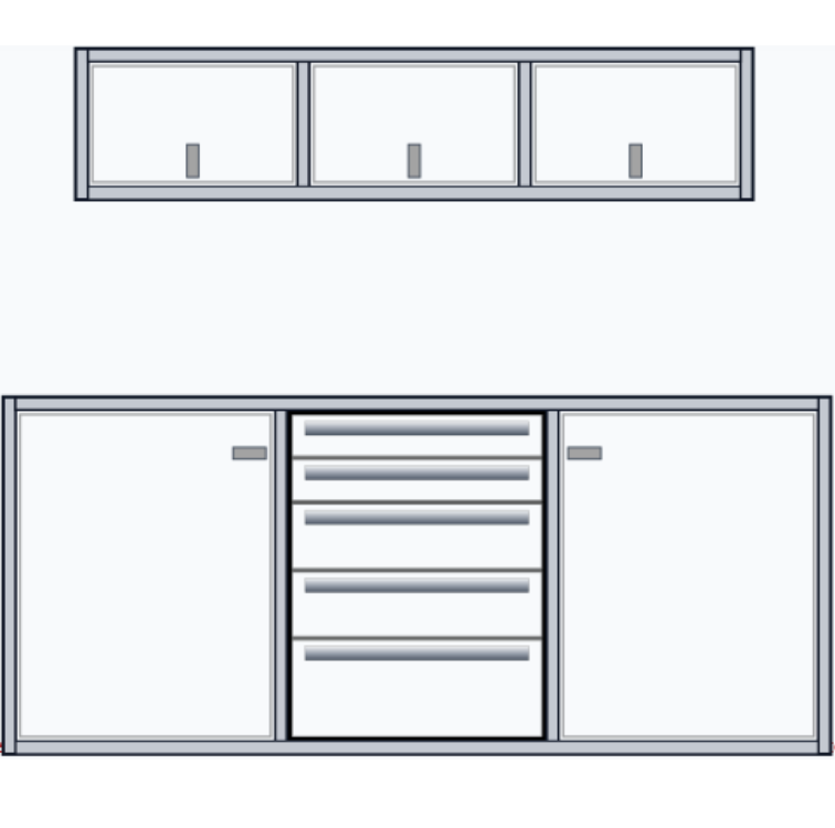 Base Cabinet with Drawers & Overhead Cabinet